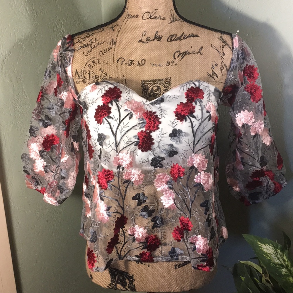 Cute Embroidered Strapless top